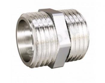 Ниппель 2" DN50 НР/НР латунь никель LD - Сантехтрейд - Интернет-магазин сантехники г. Екатеринбург