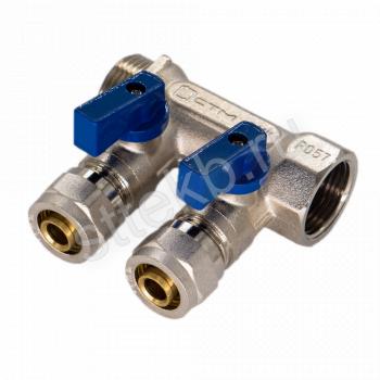 Коллектор 2 вых. 3/4"x16 с шаровыми кранами для м/п труб СТМ - Сантехтрейд - Интернет-магазин сантехники г. Екатеринбург