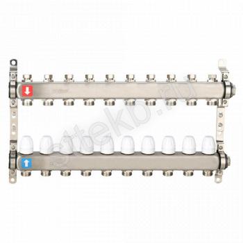 Коллектор регулируемый с запорными клапанами из нержавеющей стали - 2 загрушки - 2 кронштейна 10-вых. x 1" x 3/4" Gappo G428.10 - Сантехтрейд - Интернет-магазин сантехники г. Екатеринбург