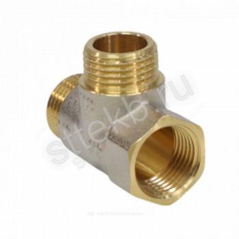 Тройник DN15 (1/2") ВР/НР/НР латунь никель - Сантехтрейд - Интернет-магазин сантехники г. Екатеринбург