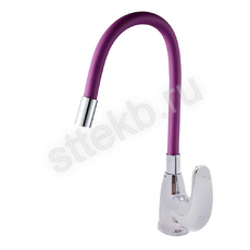Смеситель ROEGEN RG014L для кухни, 40 мм, на гайке, с боковой металлической ручкой, с гибким лиловым изливом - Сантехтрейд - Интернет-магазин сантехники г. Екатеринбург