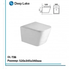 Унитаз подвесной Deep Lake DL-T06 520x345x340 безободковый, сиденье дюропласт - Сантехтрейд - Интернет-магазин сантехники г. Екатеринбург