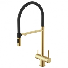 Смеситель для кухни GROSS AQUA GA3188611SSMGB Neosteel Матовое золото, с подключением к фильтру питьевой воды - Сантехтрейд - Интернет-магазин сантехники г. Екатеринбург