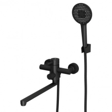 Смеситель для ванны RUSH Melos SUS1101-51Black Черный, с длинным изливом, из нержавеющей стали - Сантехтрейд - Интернет-магазин сантехники г. Екатеринбург