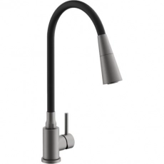 Смеситель для кухни BELZ B74810-3 корпус оружейная сталь, излив гибкий черный (10) - Сантехтрейд - Интернет-магазин сантехники г. Екатеринбург