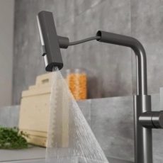 Смеситель для кухни RUSH Tinos TI3732-18Grey графит, с выдвижной лейкой, поворотным аэратором, 4 режима - Сантехтрейд - Интернет-магазин сантехники г. Екатеринбург