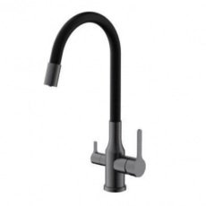 Смеситель для кухни BELZ B76814-3 с подключением к фильтру питьевой воды, корпус оружейная сталь, излив черный (10) - Сантехтрейд - Интернет-магазин сантехники г. Екатеринбург