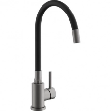 Смеситель для кухни BELZ B73810-3 нержавеющая сталь, корпус оружейная сталь, излив гибкий черный (10) - Сантехтрейд - Интернет-магазин сантехники г. Екатеринбург