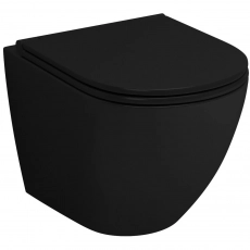 Унитаз подвесной Grossman торнадо GR-4455BMSQ, 490х370х360 мм, черный, матовый, безободковый, сиденье микролифт - Сантехтрейд - Интернет-магазин сантехники г. Екатеринбург