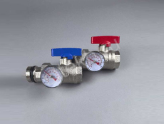 Кран прямой с термометром, синий 1"х1" RITABLE - Сантехтрейд - Интернет-магазин сантехники г. Екатеринбург