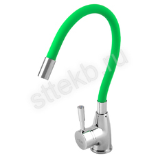 Смеситель FLOE FK234-DG для кухни, 40 мм, на гайке, с боковой штыревой ручкой, с гибким салатовым изливом - Сантехтрейд - Интернет-магазин сантехники г. Екатеринбург