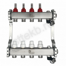 Коллектор нерж. Wester MUFS 1"-3/4 в сборе с расходомерами на 4 выхода - Сантехтрейд - Интернет-магазин сантехники г. Екатеринбург