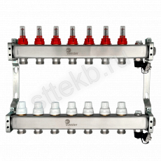 Коллектор нерж. Wester MUFS 1"-3/4 в сборе с расходомерами на 7 выходов - Сантехтрейд - Интернет-магазин сантехники г. Екатеринбург