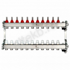Коллектор нерж. Wester MUFS 1"-3/4 в сборе с расходомерами на 11 выходов - Сантехтрейд - Интернет-магазин сантехники г. Екатеринбург