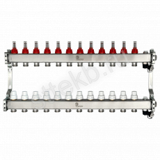 Коллектор нерж. Wester MUFS 1"-3/4 в сборе с расходомерами на 12 выходов - Сантехтрейд - Интернет-магазин сантехники г. Екатеринбург