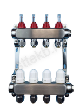 Коллекторная группа 1"х 3/4" нерж.сталь с расходомерами (НЕ включая ЕвроКонус),  11 расходов RITABLE - Сантехтрейд - Интернет-магазин сантехники г. Екатеринбург
