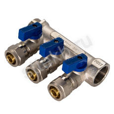 Коллектор 3 вых. 3/4"x16 с шаровыми кранами для м/п труб СТМ - Сантехтрейд - Интернет-магазин сантехники г. Екатеринбург