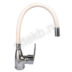 Смеситель ROEGEN RG014W для кухни, 40 мм, на гайке, с боковой мелаллической ручкой, с гибким белым изливом - Сантехтрейд - Интернет-магазин сантехники г. Екатеринбург