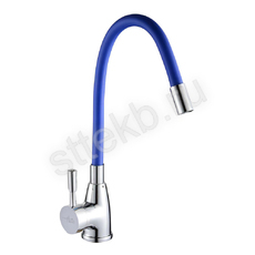 Смеситель FLOE FK234-DB для кухни, 40 мм, на гайке, с боковой штыревой ручкой, с гибким синим изливом - Сантехтрейд - Интернет-магазин сантехники г. Екатеринбург