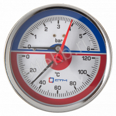Термо-манометр аксиального подключения 1/4", измерение до 6 бар; до  120°С СТМ - Сантехтрейд - Интернет-магазин сантехники г. Екатеринбург