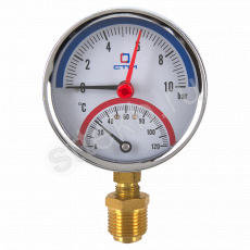 Термо-манометр радиального подключения 1/4", измерение до 10 бар; до  120°С СТМ - Сантехтрейд - Интернет-магазин сантехники г. Екатеринбург