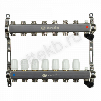 Коллекторная группа ONDO нерж сталь 7 вых. в сборе  с термостатическими и запорными клапанами - Сантехтрейд - Интернет-магазин сантехники г. Екатеринбург