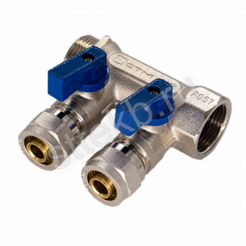 Коллектор 2 вых. 3/4"x16 с шаровыми кранами для м/п труб СТМ - Сантехтрейд - Интернет-магазин сантехники г. Екатеринбург