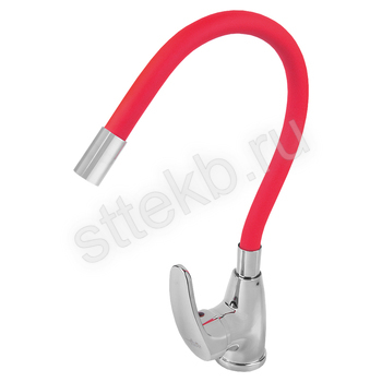 Смеситель FLOE FK234-GR для кухни, 40 мм, на гайке, с боковой  металлической ручкой, с гибким красным изливом - Сантехтрейд - Интернет-магазин сантехники г. Екатеринбург