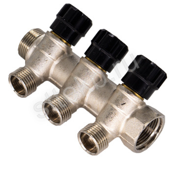 Коллектор 3 вых. вентиль н/р 3/4х1/2 СТМ - Сантехтрейд - Интернет-магазин сантехники г. Екатеринбург