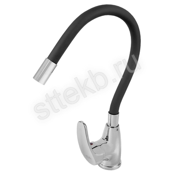 Смеситель FLOE FK234-GN для кухни, 40 мм, на гайке, с боковой  металлической ручкой, с гибким черным изливом - Сантехтрейд - Интернет-магазин сантехники г. Екатеринбург