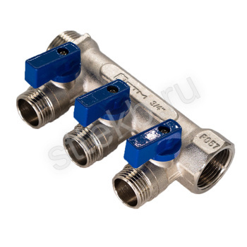 Коллектор 3 вых. шар.кран н/р 1"х1/2" СТМ - Сантехтрейд - Интернет-магазин сантехники г. Екатеринбург