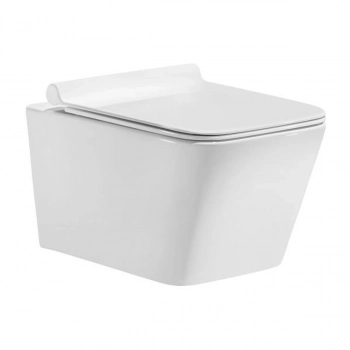 SOLE Унитаз подвесной CUBE 2 с крышкой Soft-close БЕЗОБОДКОВЫЙ Ш-345, Д-510, В-310 - Сантехтрейд - Интернет-магазин сантехники г. Екатеринбург