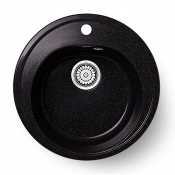 Мойка AGATA AG7C1 Черная 490х180 мм кварцевая круглая глянцевая - Сантехтрейд - Интернет-магазин сантехники г. Екатеринбург