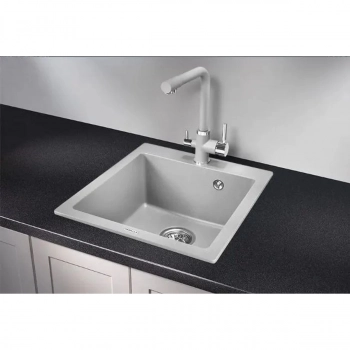 Мойка AGATA AG4C3 Серый 545*485*170 мм кварцевая квадратная глянцевая - Сантехтрейд - Интернет-магазин сантехники г. Екатеринбург