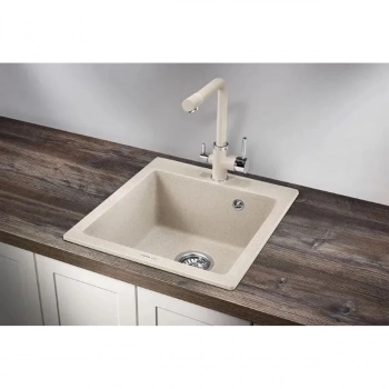 Мойка AGATA AG4C10 Бежевая 545*485*170 мм кварцевая квадратная глянцевая - Сантехтрейд - Интернет-магазин сантехники г. Екатеринбург