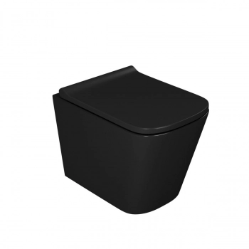 Унитаз подвесной безободковый D&K Berlin DT1436025, 490*340*350 мм, сиденье микролифт, черный - Сантехтрейд - Интернет-магазин сантехники г. Екатеринбург