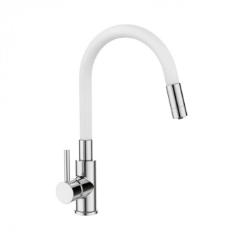 Смеситель для кухни GROSS AQUA 3245609W ColorFlexPlus с гибким изливом белый, с подключением к фильтру питьевой воды - Сантехтрейд - Интернет-магазин сантехники г. Екатеринбург
