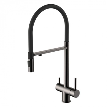 Смеситель для кухни GROSS AQUA GA3188611SSGMB Neosteel Графит, с подключением к фильтру питьевой воды - Сантехтрейд - Интернет-магазин сантехники г. Екатеринбург