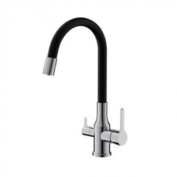 Смеситель для кухни BELZ B76814 с подключением к фильтру питьевой воды, корпус хром, излив черный (10) - Сантехтрейд - Интернет-магазин сантехники г. Екатеринбург