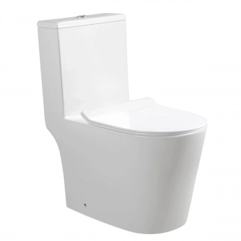 Унитаз моноблок напольный Knois KN6225000 горизонтальный выпуск, Торнадо, микролифт, 69х36х79 см. - Сантехтрейд - Интернет-магазин сантехники г. Екатеринбург