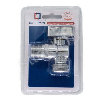 Кран шар. д/быт. прибор. угл. 1/2"х3/4" ш/ш с обратным клапаном и отражат. бабочка, хром. СТМ - Сантехтрейд - Интернет-магазин сантехники г. Екатеринбург