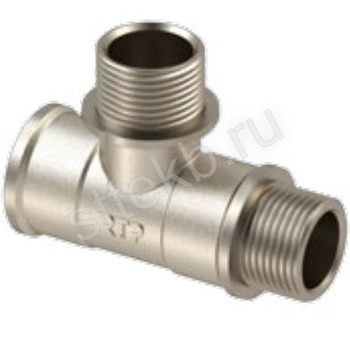 Тройник 3/4" ВР/НР/НР латунь никель RTP - Сантехтрейд - Интернет-магазин сантехники г. Екатеринбург