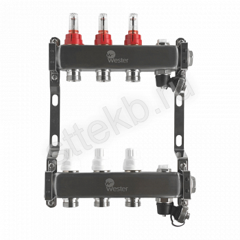 Коллектор нерж. Wester MUFS 1"-3/4 в сборе с расходомерами на 3 выхода - Сантехтрейд - Интернет-магазин сантехники г. Екатеринбург