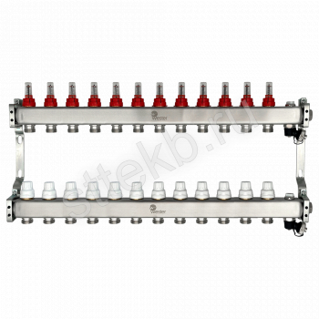 Коллектор нерж. Wester MUFS 1"-3/4 в сборе с расходомерами на 12 выходов - Сантехтрейд - Интернет-магазин сантехники г. Екатеринбург
