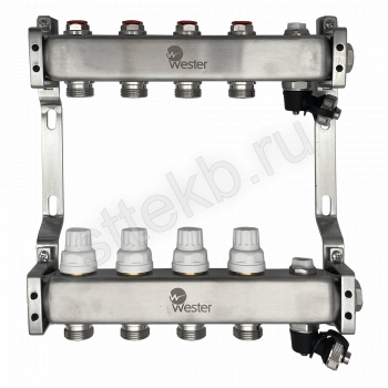 Коллектор нерж. Wester MUVS 1"-3/4 в сборе на 4 выхода - Сантехтрейд - Интернет-магазин сантехники г. Екатеринбург