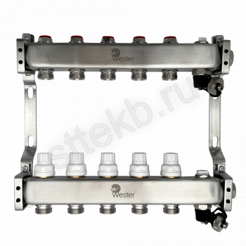 Коллектор нерж. Wester MUVS 1"-3/4 в сборе на 5 выходов - Сантехтрейд - Интернет-магазин сантехники г. Екатеринбург