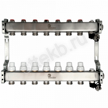 Коллектор нерж. Wester MUVS 1"-3/4 в сборе на 7 выходов - Сантехтрейд - Интернет-магазин сантехники г. Екатеринбург