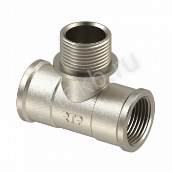 Тройник 1/2" ВР/НР/ВР латунь никель RTP - Сантехтрейд - Интернет-магазин сантехники г. Екатеринбург