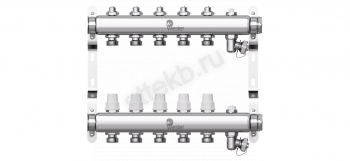 Коллектор нерж. Wester  1"-3/4 в сборе на 5 выходов с 2 заглушками - Сантехтрейд - Интернет-магазин сантехники г. Екатеринбург