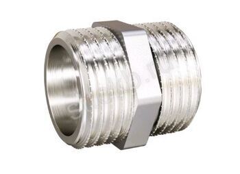 Ниппель 1" DN25 НР/НР латунь никель  LD - Сантехтрейд - Интернет-магазин сантехники г. Екатеринбург